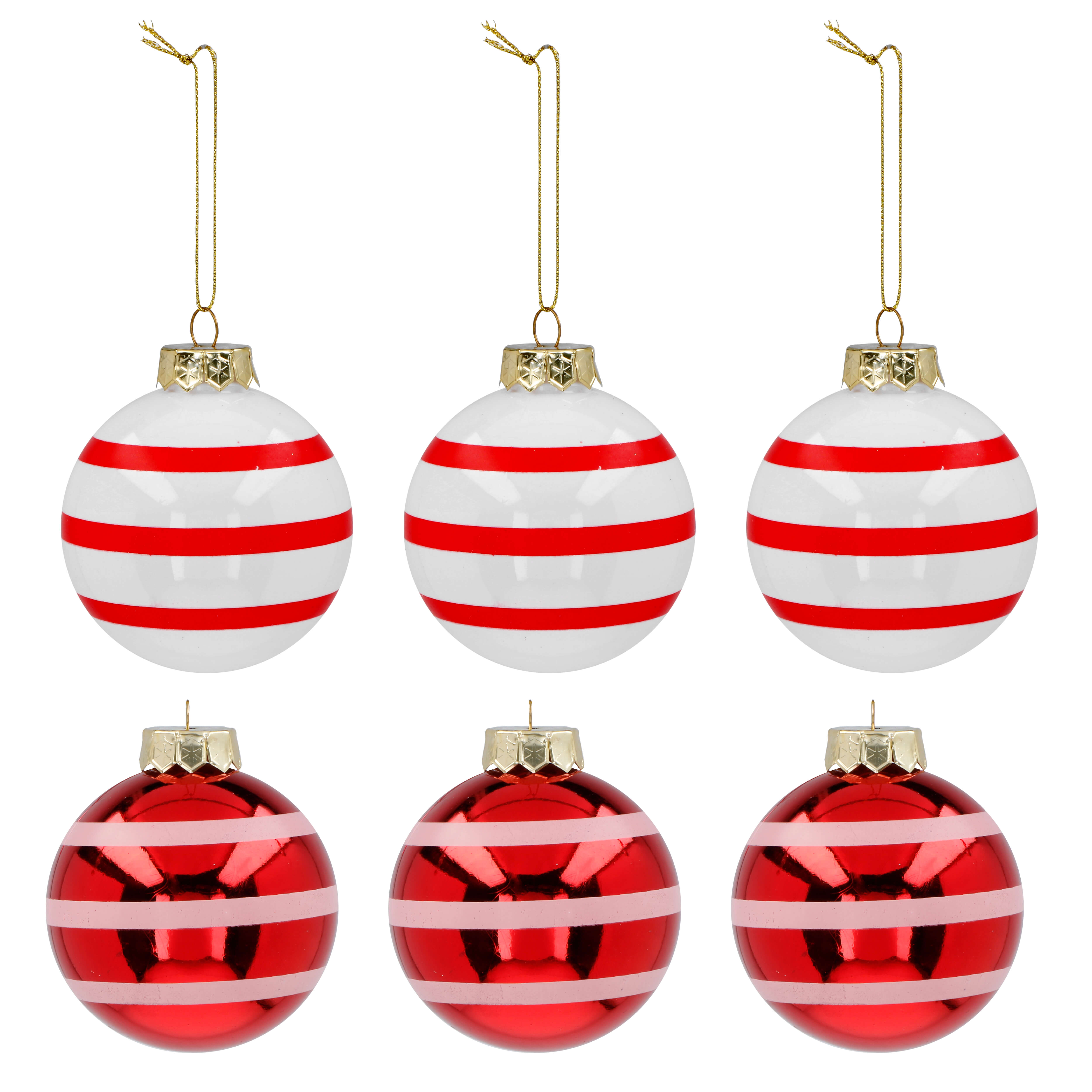 VESTIAMO CASA GRAN NATALE - Palle di Natale Bianco e Rosso diametro 8 cm - set 6 pezzi